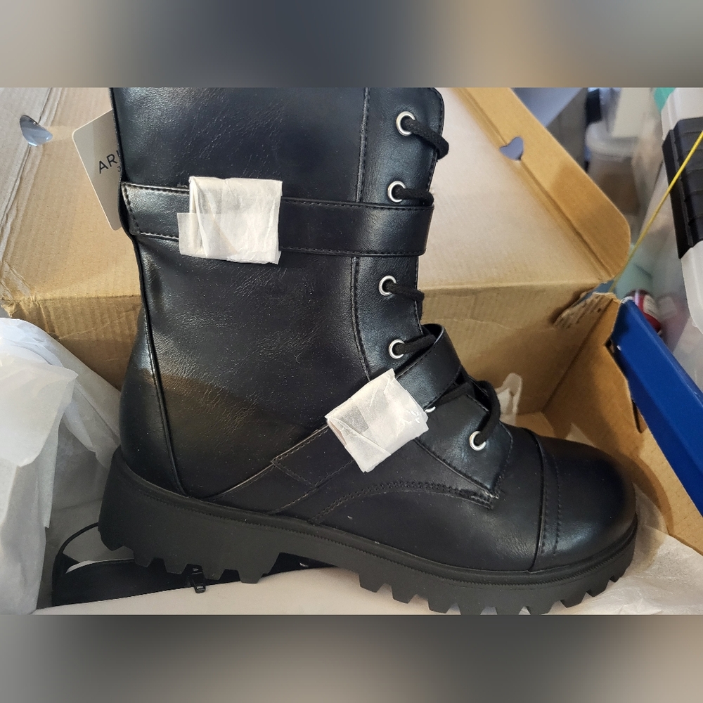 NIB AJ Fleet Black Combat Boots sz 10 #707